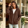 thumbnail image 6 of Oversized Zip Up Hoodie For Women Casual Long Sleeve Sweatshirts Fall Winter Track Jackets Coffee M, 6 of 8