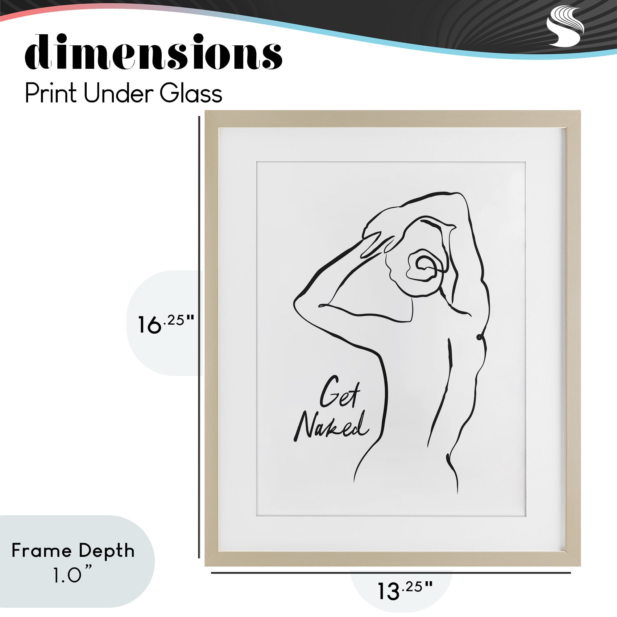 Stupell Industries Get Naked Nude Silhouette Birch Framed Print Under Glass, design by Lettered and Lined