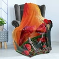 thumbnail image 4 of Mushroom Soft Flannel Fleece Throw Blanket, Mushrooms Magic Place Imaginary Clouds Clipart Leaves Poppies Spellbound, Cozy Plush for Indoor and Outdoor Use, 70" x 90", Orange Red Taupe, by Ambesonne, 4 of 5