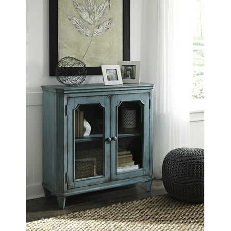 Ashley Furniture Mirimyn Antique Teal Accent Cabinet With 2 Framed