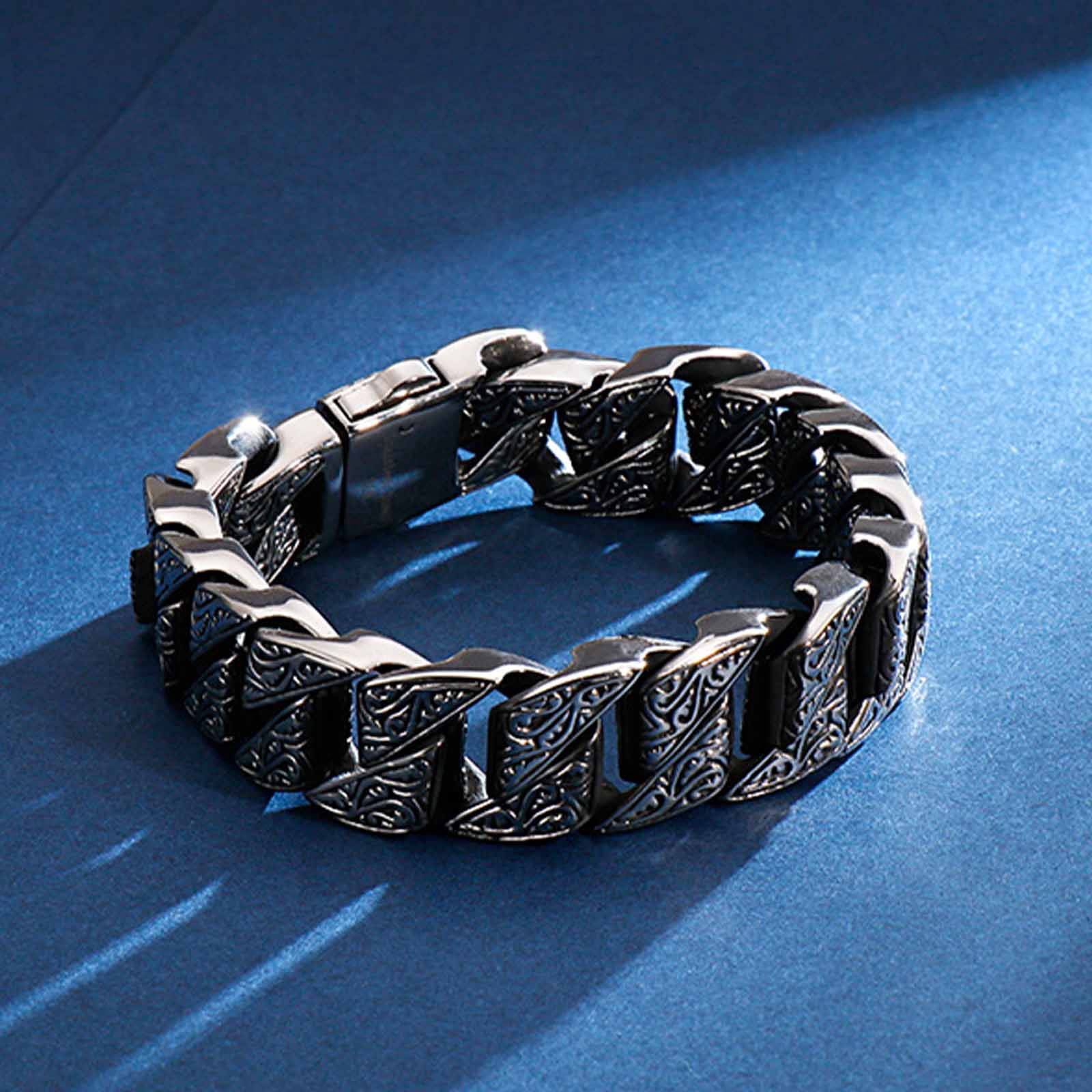 Titanium Steel Adjustable Viking Bracelet for Men & Women, Norse Rune Engraved Chain Jewelry with Gift Box, Hypoallergenic Rustproof Biker Punk Accessory