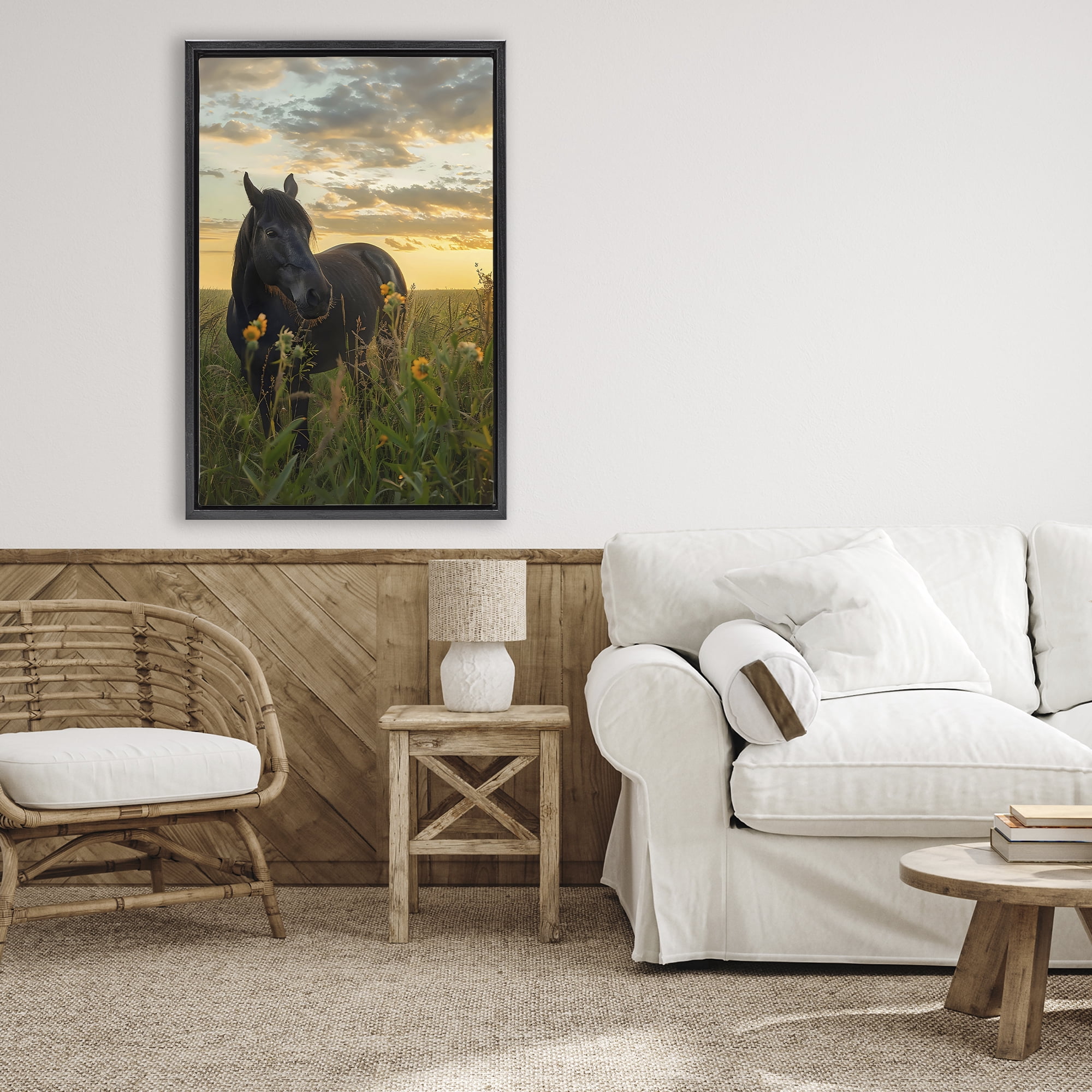 Stupell Industries Standing In Field Of Flowers Black Framed Floater Canvas Wall Art, design by Creative Studio
