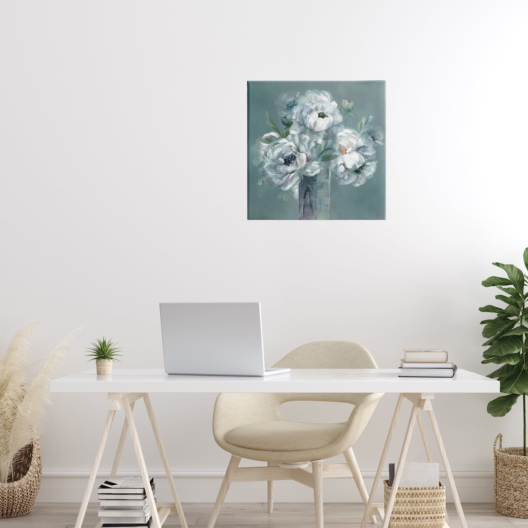 Stupell Industries White Peony Impression in Vase Canvas Wall Art, design by Nan