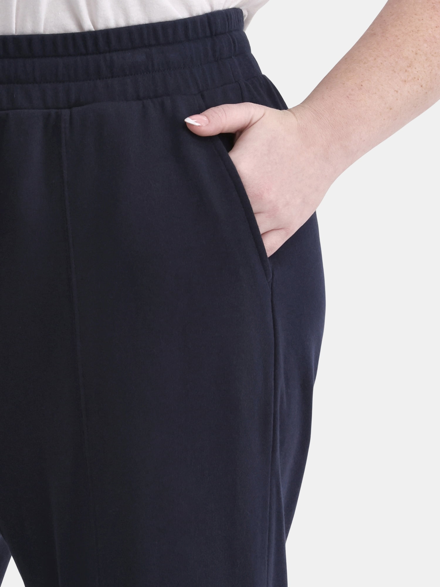 Terra & Sky Women’s Plus Size Cropped Knit Pants, 25" Inseam, Sizes 0X-4X