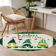 thumbnail image 5 of Round Area Rug 4ft, St. Patrick Clovers Leaf Dwarfs Coin Non-Shedding Washable Area Rug, Retro Farm Linen Plaid Non Slip Low-Profile Circle Rugs for Living Room, Bedroom Dining Room, 5 of 9