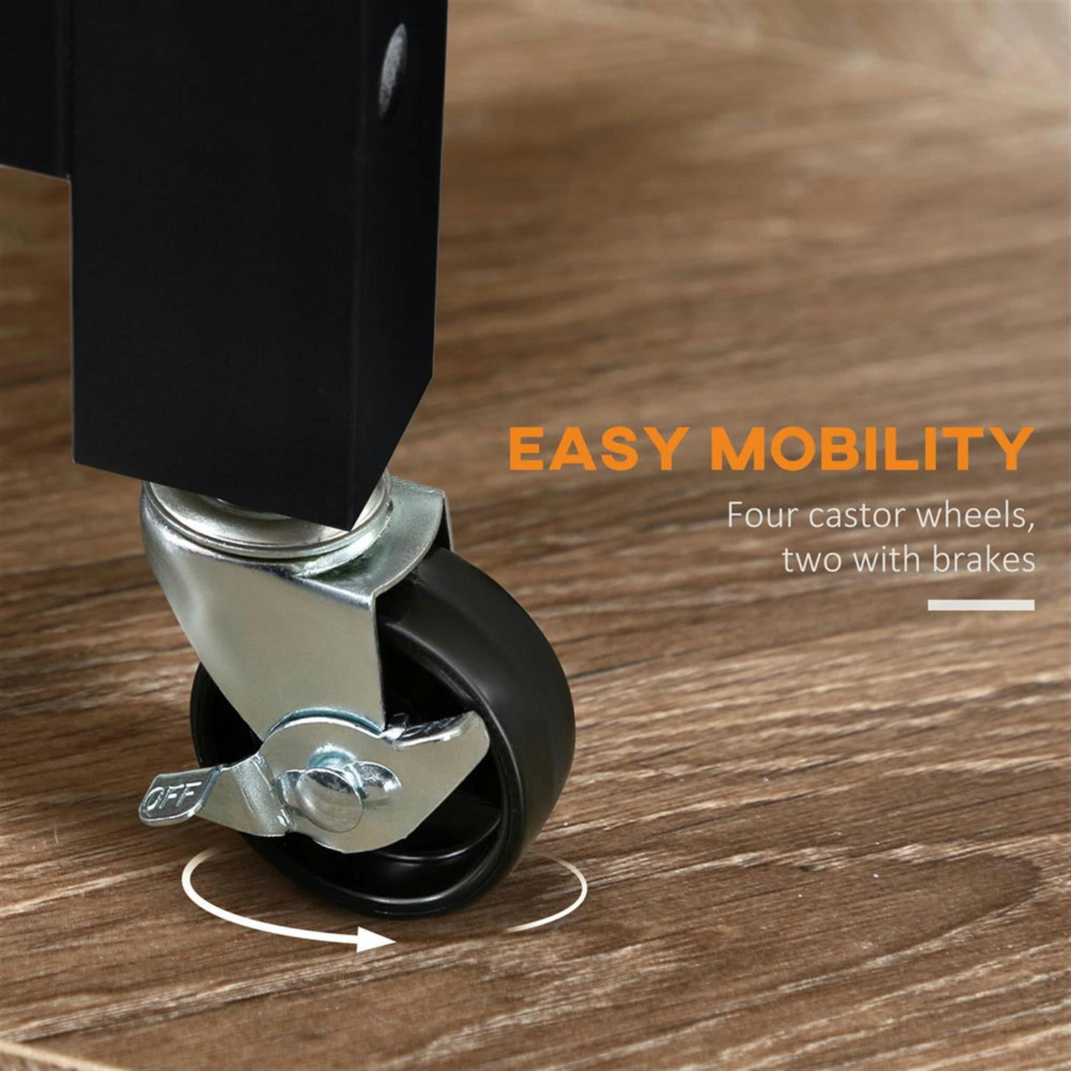 Demi Bonn 3-Tier Kitchen Island Cart on Wheels with Open Storage Shelves, Rolling Dining Room Serving Utility Carts Mobile Movable with Stainless Steel Top, Black