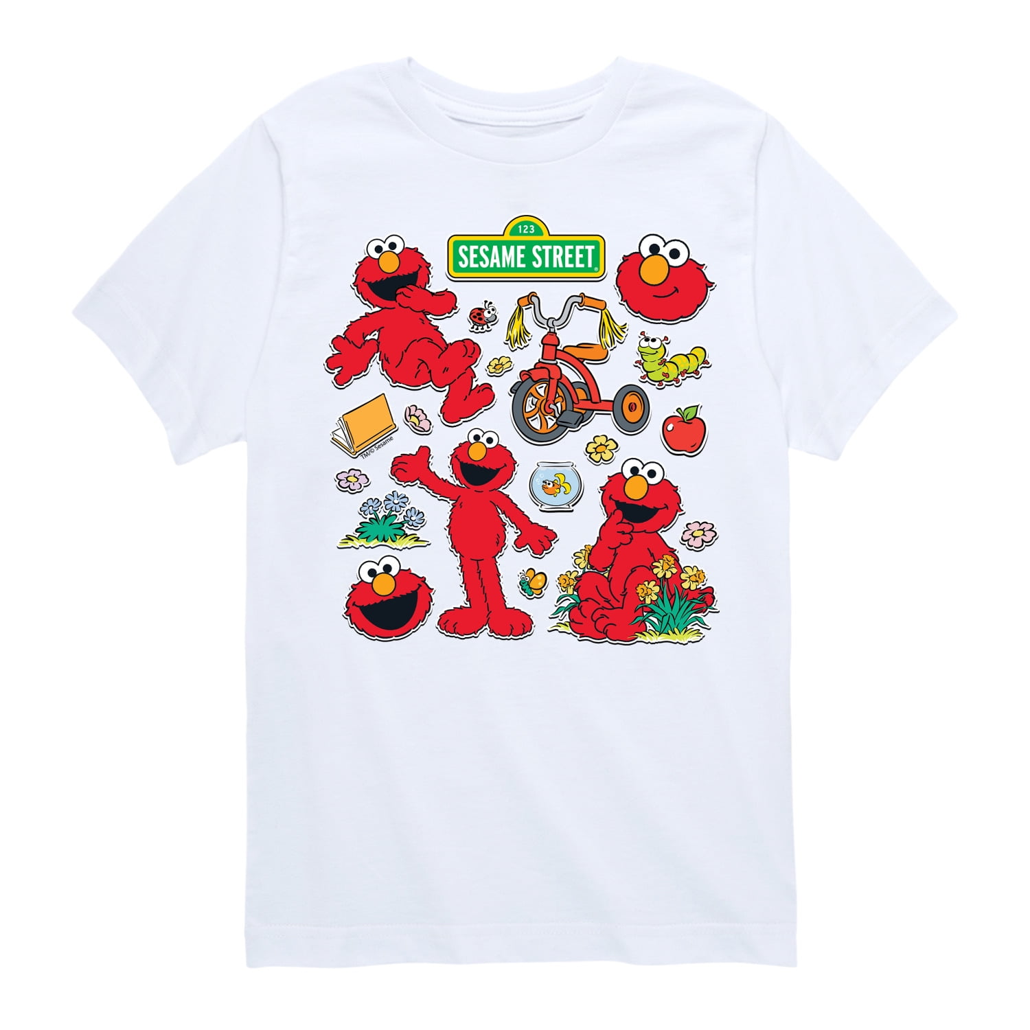 Sesame Street - Elmo Sticker Sheet - Toddler and Youth Short Sleeve Graphic T-Shirt
