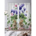 thumbnail image 3 of Spring Easter Sheer Curtains 108 Inch Length 2 Panels Set Window Treatments, Purple Floral Summer Botanical Vintage Rod Pocket Semi Curtains for Living Room/Bedroom/Kitchen Décor, 104"W x 108"L, 3 of 7