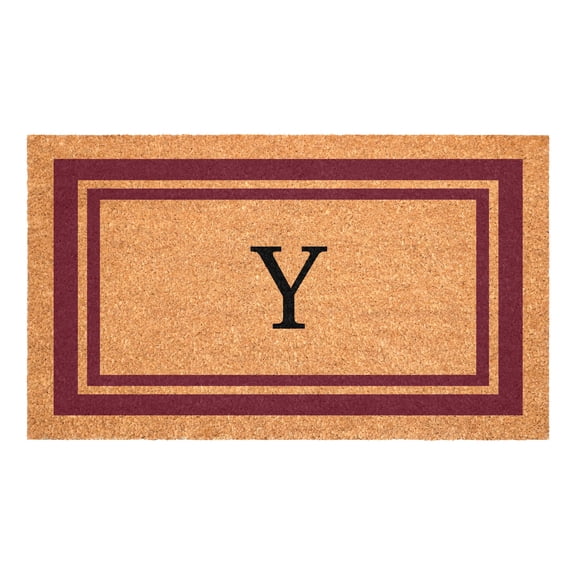 Calloway Mills Burgundy Border 24" x 36" Monogram Outdoor Doormat (Letter Y)