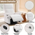 thumbnail image 6 of PAPROOS Swivel Rocker Recliner, Velvet 360°Swivel Rocking Chair with Massage and Heat, Glider Rocking Recliner for Nursery, Small Rocker Chair Manual Recliner for Home Theater Living Room, White, 6 of 8