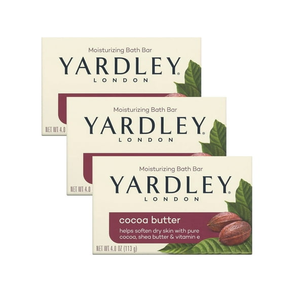 Yardley London Moisturizing Bath Bar Cocoa Butter 4.0 Oz. 3 Pack