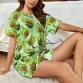 thumbnail image 4 of Sikiie Avocado color cute animals Womens Pajama Sets Short Sleeve Top With Pants Sleepwear 2 Piece Lounge Set-Medium, 4 of 6
