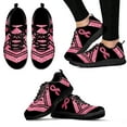 thumbnail image 1 of Zapatillas deportivas ligeras con estampado de lazo rosa y diseño de concienciación sobre el cáncer de mama, elegantes y con cordones blancos., 1 of 6