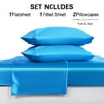 thumbnail image 6 of Flxxie 3 Pieces Twin-XL Silky Satin Sheet Set for Hair and Skin, Includes Flat Sheet, Deep Pocket Fitted Sheet and Pillowcases, Royal Blue, 6 of 6