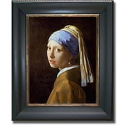 Artistic Home Gallery  The Girl With Pearl Earring By Johannes Vermeer Premium Black And Gold Framed Canvas Wall Art