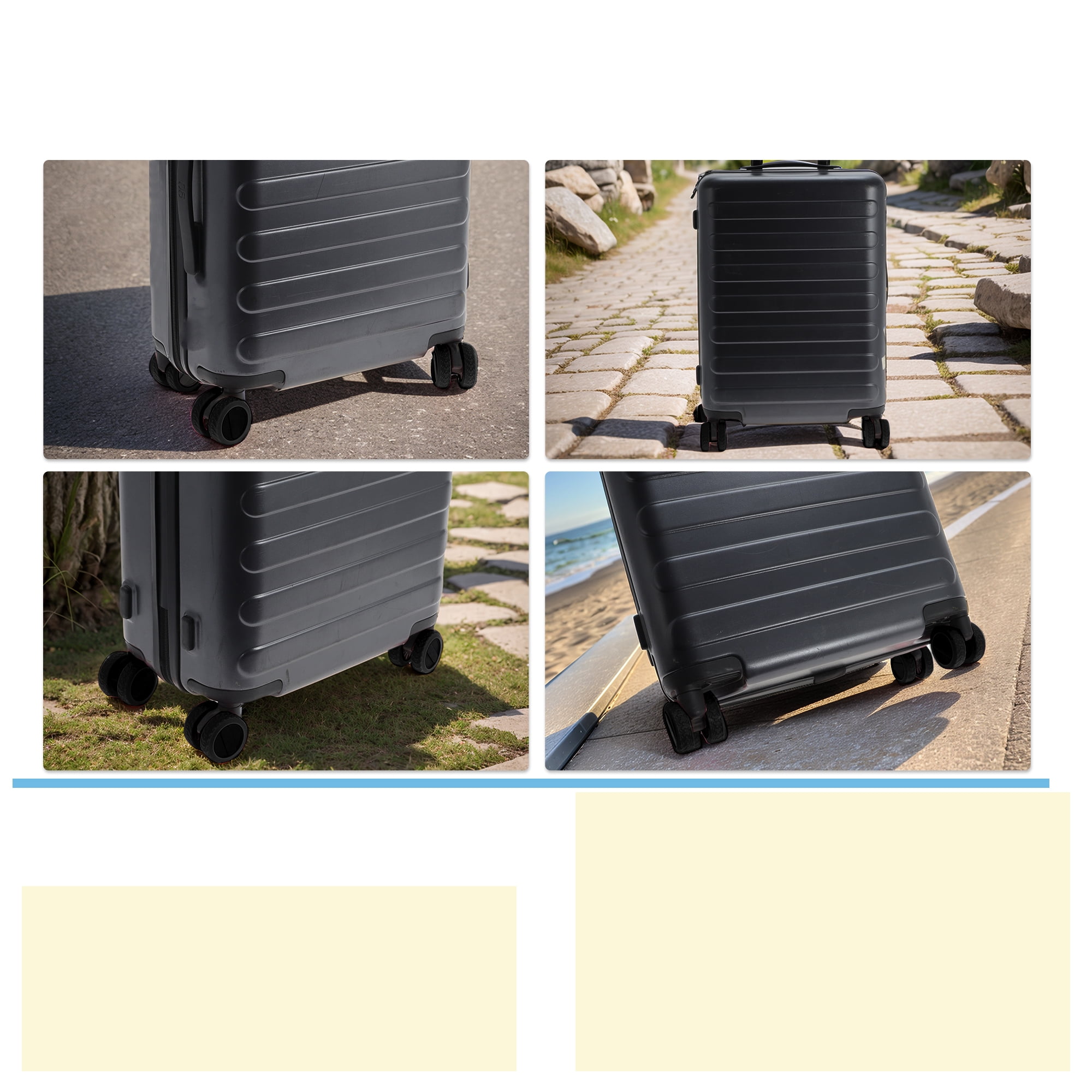 Unique Bargains 8pcs Luggage Wheel Covers Travel Suitcase Wheel Cover Yellow Black Arrow
