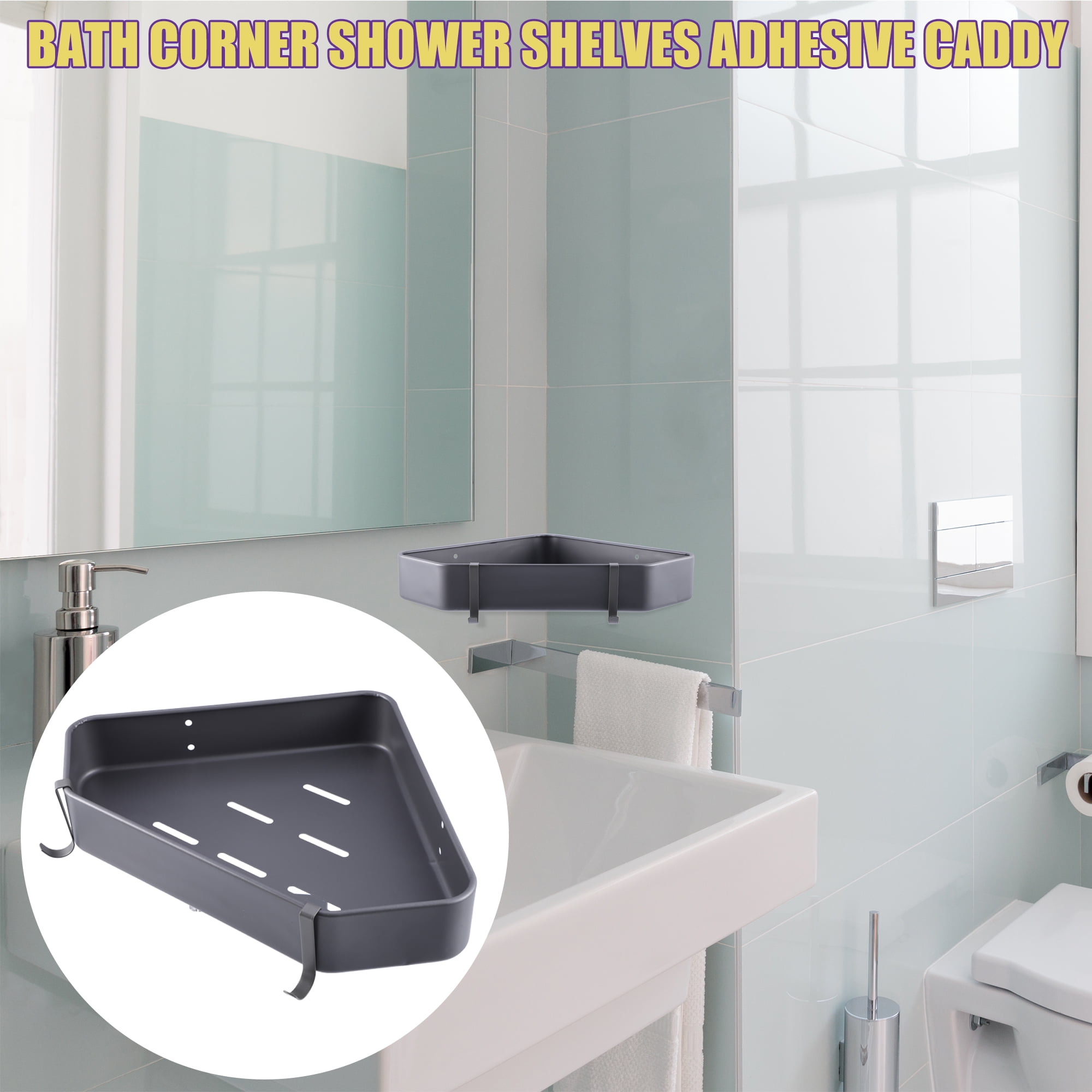 New! 2 Pack Adhesive Corner Shower Caddy Shelf Black – PEINADO SHOP