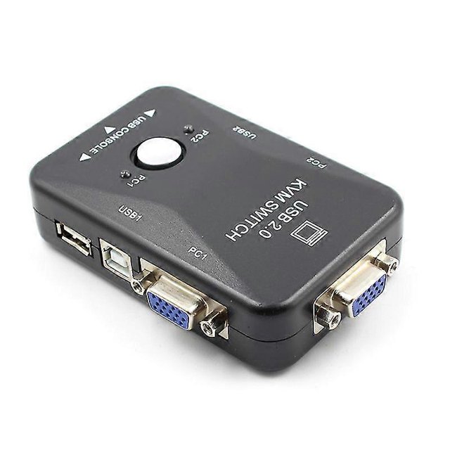 2 Port Usb Vga Kvm Switch Box For Mouse Keyboard Monitor Sharing Computer Pc