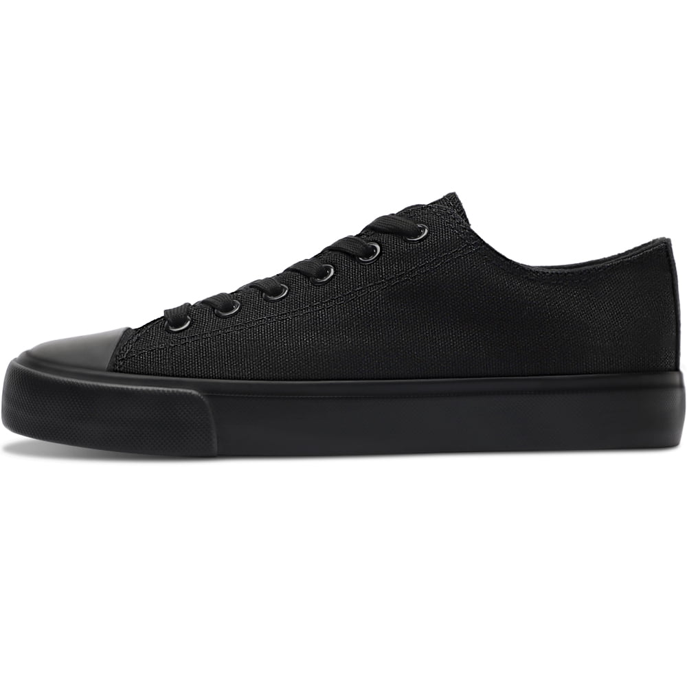 AOMAIS Womens Canvas Fashion Sneakers Classic Low Top Fabric Shoes Casual Walking Canvas Flats Cute Lace Up Tennis Shoes for Lady(All Black US9)
