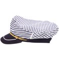 thumbnail image 5 of FELTECHELECTR gorro de capitán de mar con rayas azules para cosplay de adultos, estilo maníaco (58 cm, ajustable)., 5 of 5