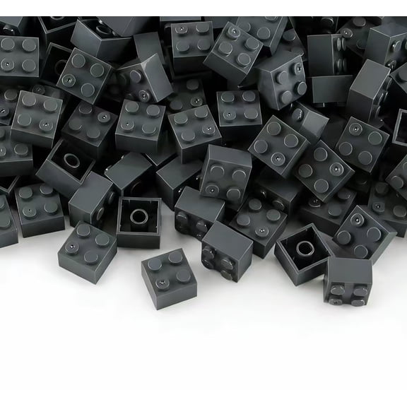 2x2 Bricks Dark Stone Gray 400 Pieces Parts Classic Building Creative Play Blocks Set Toy Compatible with 3003 Major Brick Brands