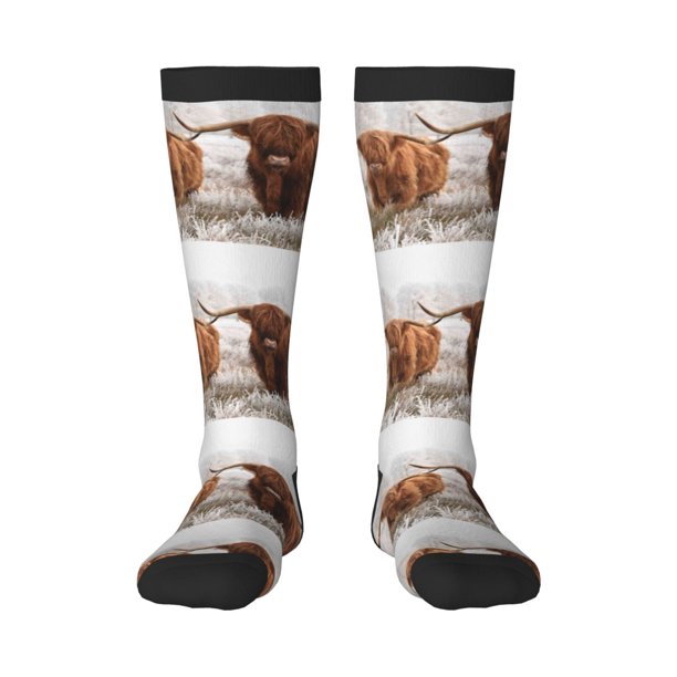 Fotbe Yak Calcetas Divertidas Estampadas para Hombre y Mujer, Calcetas de Algodón hasta la Rodilla para Caminar, Correr, Enfermería y Embarazo