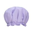 thumbnail image 4 of Large Shower Cap, Reusable, Double Layer Lined with Soft Waterproof Material, Ruffle Trim, for All Hair Lengths (Purple), 4 of 5