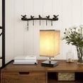 thumbnail image 5 of Lámpara de noche con pantalla para dormitorio, lámpara de mesa cuadrada moderna, base de madera natural liviana, interruptor de cable, diseño clásico y escandinavo - Bombilla blanca cálida incluida JM lámpara de escritorio, 5 of 5