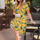 thumbnail image 3 of Easygdp Shark Print para Vestido Transpirable de Mujer, Vestido Suelto de Manga Corta con Pliegues y Bolsillos para el Verano, 3 of 6