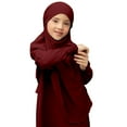 thumbnail image 4 of EnJoCho Children Kids Daily Casual Dress O Neck Dress Solid Elegant Dress Kids Prayer Dress Muslim Clothes for Girls Long Sleeve Abaya with Hijab Two Piece Maxi Islamic Set Scarf, 4 of 6