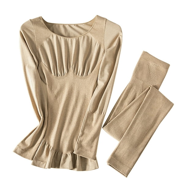 Women Silk Thermal Underwear Tops Long Sleeve Base Layer Tunic Tee Tops