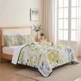 thumbnail image 5 of King Quilt Set 96''x106'', Yellow Blue Spring Floral Lightweight Bedspread Coverlet Set with 2 Pillow Shams, Summer Botanical Farmhouse Breathable All Season Quilt Bedding for Bedroom/Guest Room, 5 of 9