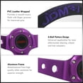 thumbnail image 2 of AJP Distributors Universal 350mm 14" Steering Wheel 6 Bolts Holes Black PVC Leather 4 Purple Pin Stripe Light Weight Aluminum 3 Spoke Center Deep Dish Horn Button Grip Stance JDM, 2 of 5