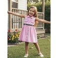 thumbnail image 6 of BemeyourBBs Toddler Baby Girl Denim Dress with Belt Summer Western Baby Girl Cowgirl Outfit Pink Button Down Turn Down Neck Sleeveless A Line Dress, 6 of 9