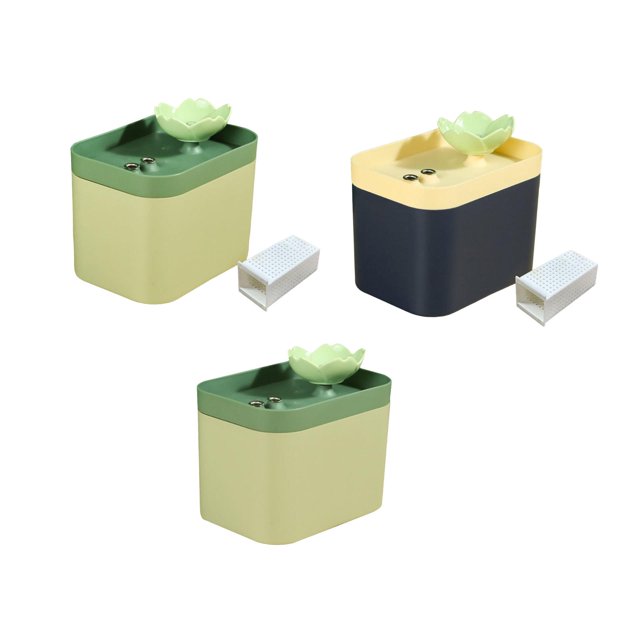 Fuente de agua automática para gatos de 3 piezas, alimentación, suministros portátiles silenciosos, accesorios Tazón USB Plato 1.5L Color Verde y Verde con Accesorio y Negro con Accesorio Sunnimix Bebedero para gatos