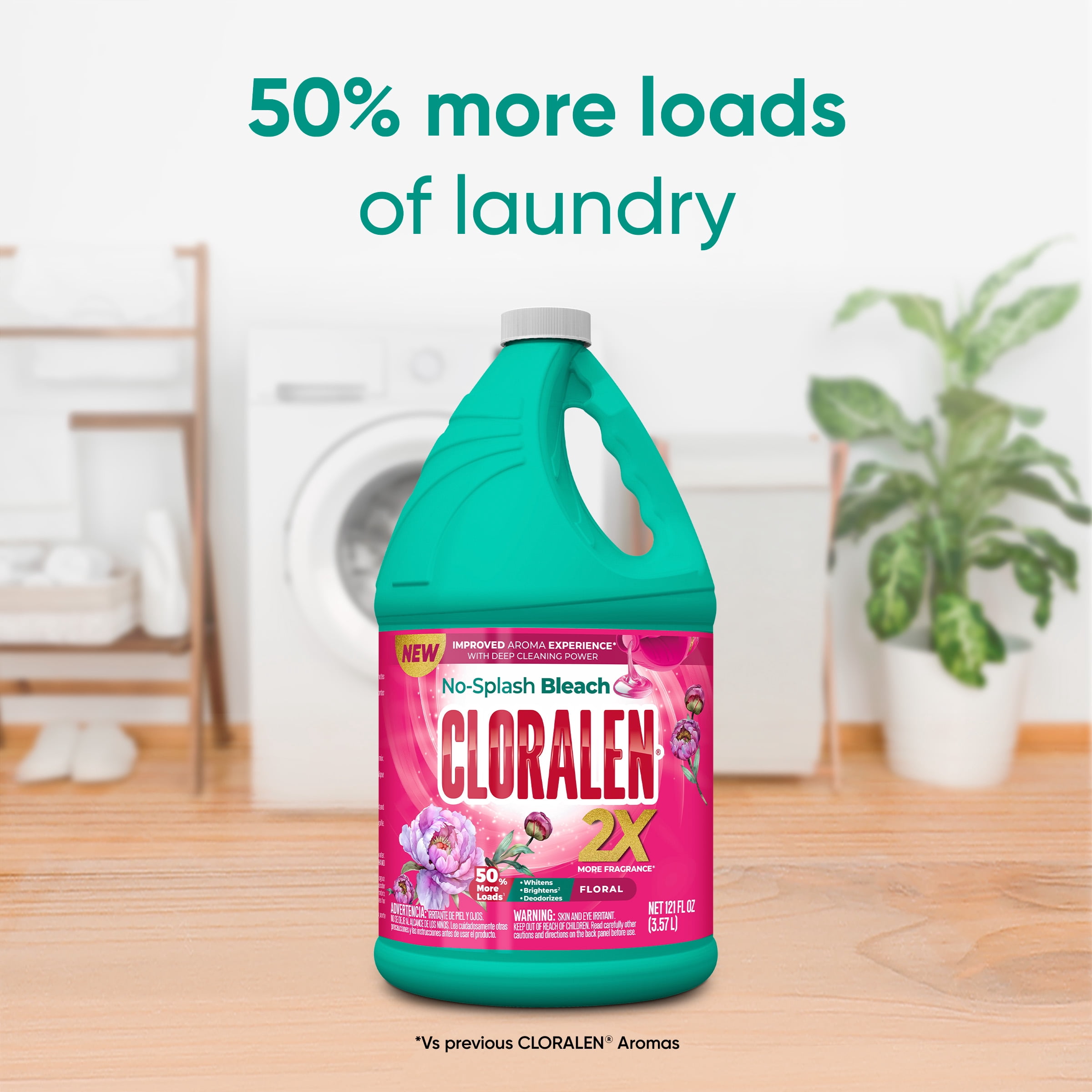 (2 pack) Cloralen No-Splash Liquid Scented Bleach, All Purpose Cleaner - Floral Scent, 121 fl oz