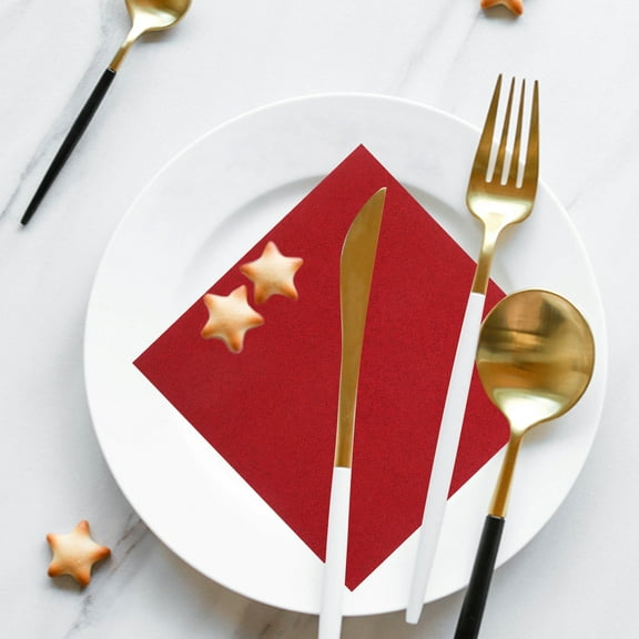 NUOLUX Red Paper Napkins 150Pcs Elegant for Cocktail Parties and Western Use 12X12In