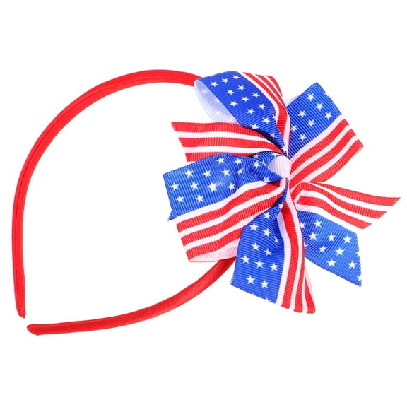 Mobutofu 1Pack Patriotic Bowknot Hairpin Red White Blue Cloth Independence Day Accessory for Kids