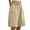 Beige, variant on ZKCCNUK Bermuda Shorts for Women Half Shorts Pants Summer Elastic Waist Buttons Casual Linen Pockets Pants S-3XL