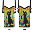 thumbnail image 7 of ZIATUBLES Neoprene Cellphone Sleeve Bag Adjustable Crossbody Strap Phone Pouch Case Portable Shockproof Phone Bag with Hook and Loop Fastener, 4 X 8 Inch, Doodle Black Cat Flower Greenery, 7 of 7