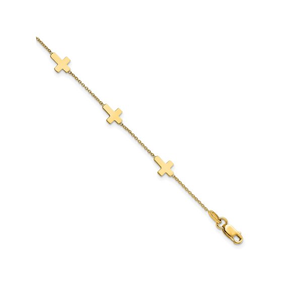 FJC Finejewelers 14 kt Yellow Gold Bracelets with Station Polished Cross Bracelet 7.5 Inches