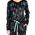 thumbnail image 5 of Ashford & Brooks Women's Mink Fleece Hoodie Pajama Set - Black Tuquoise Feather - Large, 5 of 5