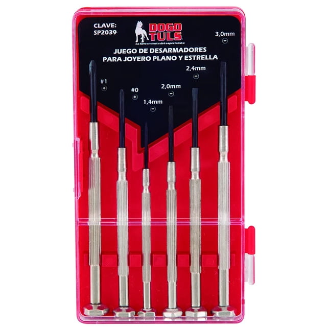 Juego de desarmadores tipo joyero metálicos de 6 piezas Dogotuls con estuche compacto
