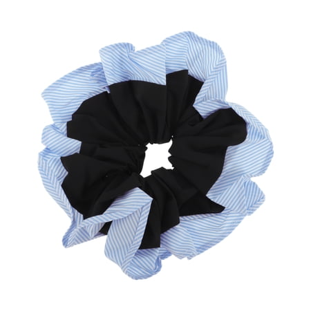 Unique Bargains 1 Pc Scrunchie Fashion Stripe Hair Elastics Blue Black