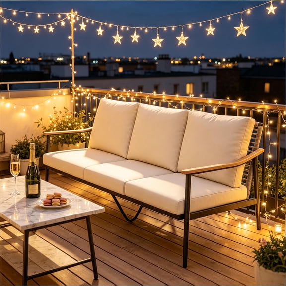 Chic Wicker Outdoor Couch with Comfortable Deep Seats, Light Gray Color, 3 Seater