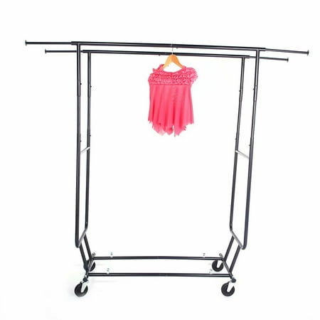 Supreme Garment Rack - Heavy Duty Steel Double-bar Garment Rack Hanger Black and Chrome Plated