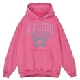 thumbnail image 3 of Sudadera con capucha retro desgastada con estampado de Malibu Beach 73 Usa City para hombre, ropa cálida y suave, sudadera holgada a la moda, sudadera 100 % algodón, 3 of 4