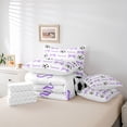 thumbnail image 6 of Erosebridal Purple Bows 7pcs Bedding Comforter Set For Girls,Football Ball Game Kids Queen Bedding Sets,Reversible Black, 6 of 7