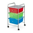 thumbnail image 2 of Costway 3-Drawer Cart Storage Bin Organizer Rolling w/Plastic Drawers  Rainbow, 2 of 10