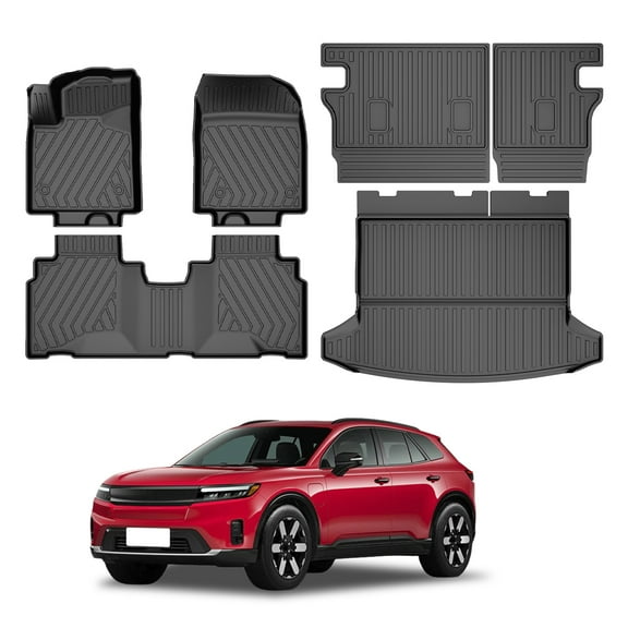 DIKSOAKR Floor Mats & Cargo Liner & Backrest Mat For Honda Prologue & Chevrolet Blazer EV 2024 2025 2026 - Custom Fit TPE Floor Liners for Prologue 1st & 2nd Row & Trunk Mat & Backrest Mat, Black